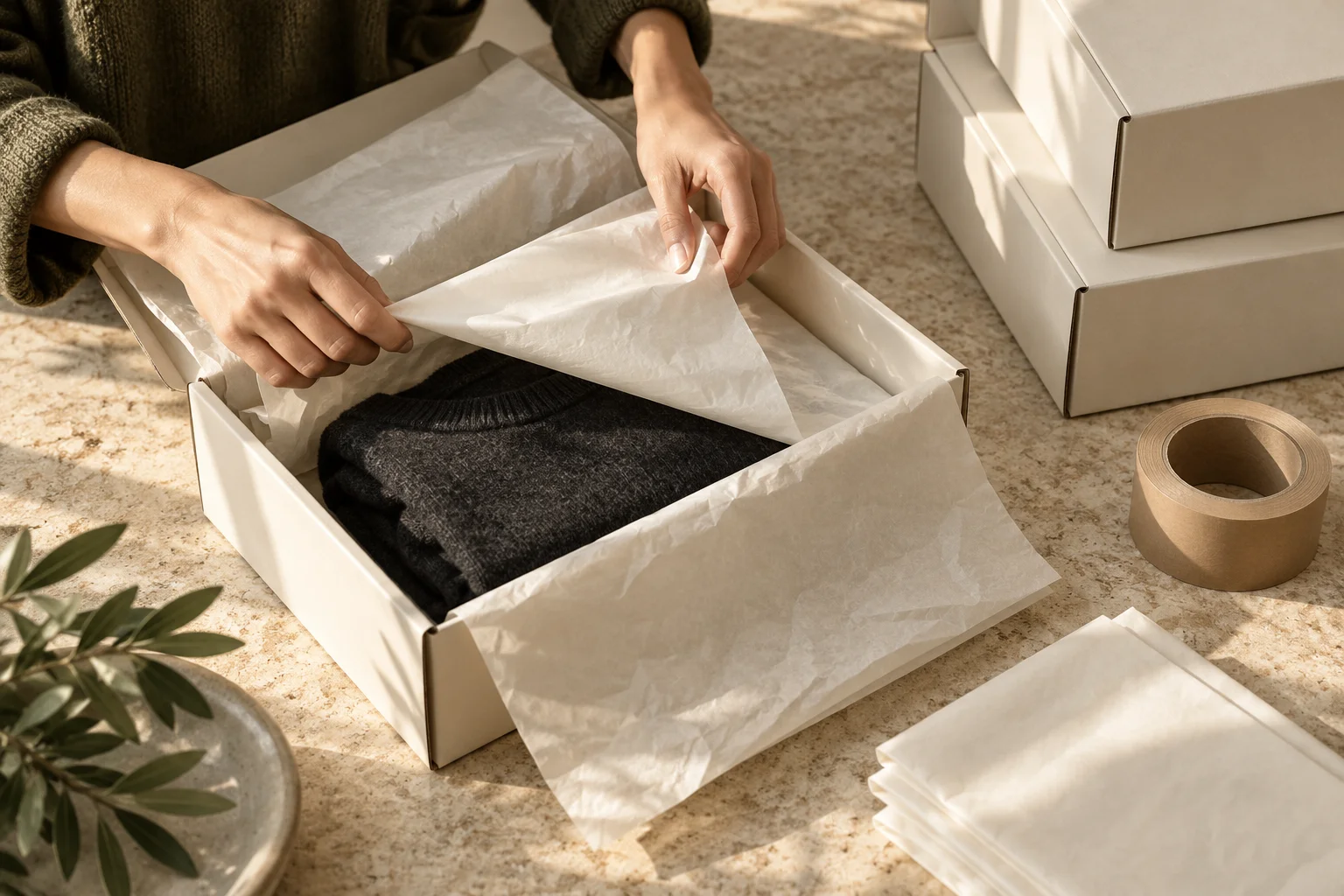 An independent brand’s order wrapped with care